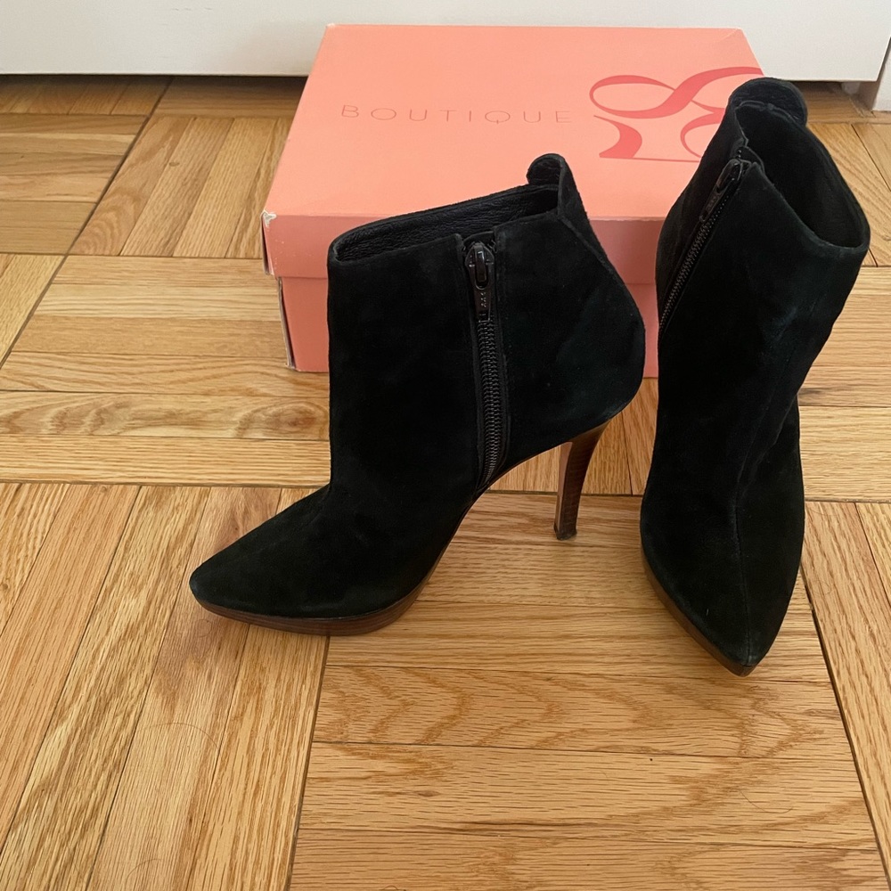 Boutique 58 Black Suede Stiletto Booties